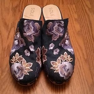 Embroidered Denim Sole Society Clogs